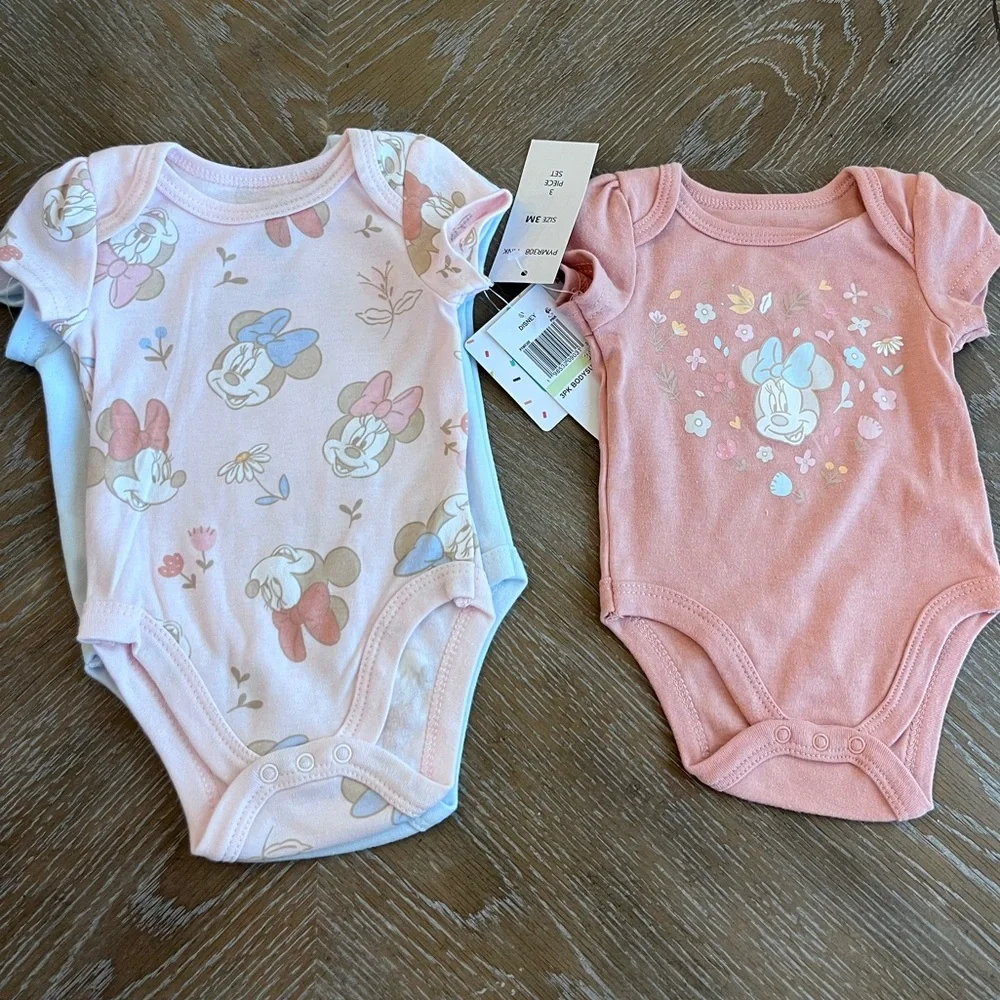 Disney Baby Pink and White Onesies 3 Pack